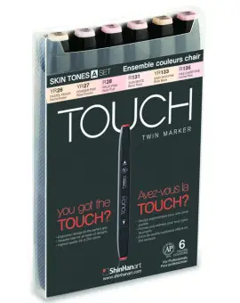 Touch Marker 2 hegyű 6 db-os grafikai filctoll készlet, skin tones A