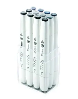 Touch Brush Marker Set of 12, Blue Grey/Green Grey