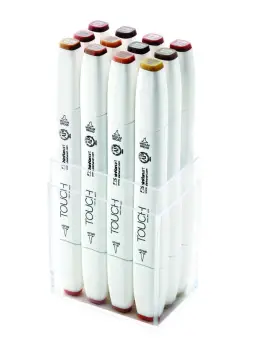 Touch Brush Marker 2 hegyű 12 db-os grafikai filctoll készlet, Wood