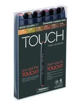 Touch Marker 2 hegyű 6 db-os grafikai filctoll készlet, wood
